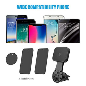 Magnetic Mount, WixGear Universal Air Vent Twist Hole Magnetic Phone Holder for Car, for All Cell Phones with Fast Swift-Snap Technology, Will Not Block Air Vent Flow - for Horizontal Vent