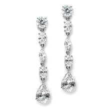 Load image into Gallery viewer, Mariell Gorgeous Linear Mix-Shape Cubic Zirconia Bridal, Prom &amp; Holiday Dangle Earrings - Platinum Plated
