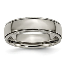 Load image into Gallery viewer, ICE CARATS Titanium Grooved Beaded Edge 6mm Wedding Ring Band Size 9.00 Classic Milgrain Beadsed Fashion Jewelry for Women Gifts for Her
