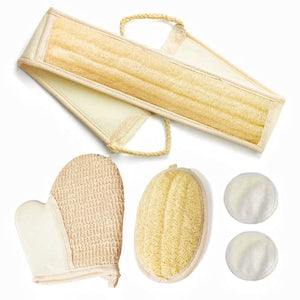 ATTEASAY Exfoliating Natural Loofah Back Scrubber (5 Pack) Exfoliating Loofah Pad Body Scrubber, Made with Eco-Friendly and Biodegradable Shower Luffa Sponge, Loofah for Women and Men