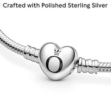 Load image into Gallery viewer, Pandora Jewelry Moments Heart Clasp Snake Chain Charm Sterling Silver Bracelet, 6.7"
