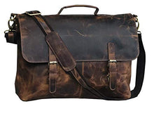 Load image into Gallery viewer, 18 Inch Retro Buffalo Hunter Leather Laptop (Fits upto 17.6 Inch Laptop) Messenger Bag Office Briefcase College Bag (Distressed Tan)
