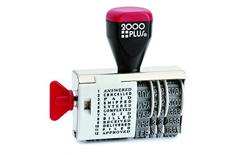 2000 PLUS Traditional Date and 12 Phrase Stamp, Answered, Cancelled, Paid, Shipped, Entered, Completed, Void, Billed, Received, Delivered, Filed, Approved, 3/8