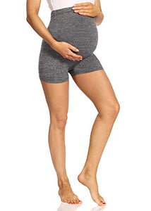 V VOCNI Maternity Biker Shorts for Women Butt Lifting Belly Support Workout Running Booty Sweat Shorts Grey Small