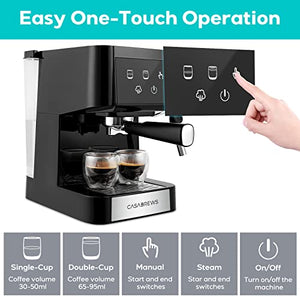 20 Bar Espresso Machine, Professional Espresso Maker with Milk Frother Steam Wand, Compact Espresso Coffee Maker and Cappuccino Machine With Touch Screen Panel for Cappuccino or Latte, Gift for Wife