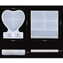 Load image into Gallery viewer, LET'S RESIN Resin Photo Frame Molds, Large Size Silicone Picture Frames Resin Molds for Casting, Square &amp; Heart Shape Silicone Epoxy Molds for DIY Home Table Decor
