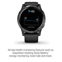Load image into Gallery viewer, Garmin Vivoactive 4, GPS Smartwatch, Features Music, Body Energy Monitoring, Animated Workouts, Pulse Ox Sensors and More, Black
