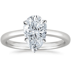1/2 Ct GIA Certified Pear Cut Solitaire Diamond Engagement Ring 14K White Gold (J Color VS2 Clarity)
