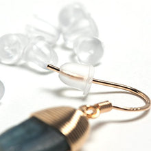 Load image into Gallery viewer, Natural Stone Wire Wrap Dangle Drop Earrings Platinum Plated 925 Sterling Silver Hook/Aventurine Cut
