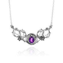 Load image into Gallery viewer, PZ Paz Creations 925 Sterling Silver Openwork Victorian Swirl-Design Statement Necklace for Women | 2.40ct Birthstone Gemstone | Hypoallergenic Fine Jewelry (Amethyst)
