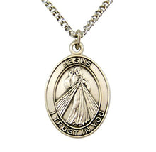 Load image into Gallery viewer, Catholic Patron Saint Pendants Sterling Silver The Divine Mercy of Jesus Medal Pendant, 1 1/4 Inch
