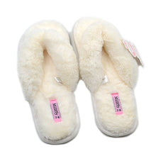 Load image into Gallery viewer, Millffy Women's Indoor Shoes Fashion Flax Home Lucy Refers to flip Flops Comfy Cozy Fur Slippers (5-6 M US, Cross Rose)
