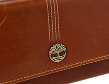 Load image into Gallery viewer, Timberland Women's Leather RFID Flap Wallet Clutch Organizer, Cognac (Buff Apache), One Size
