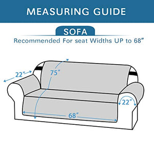 H.VERSAILTEX 100% Waterproof Sofa Protector Cover Couch Covers for Dogs / Pets | Sofa Covers for 3 Cushion Couch Leather Sofa Slipcovers with Non Slip Backing (Seat Width 68", Grey)