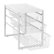 Load image into Gallery viewer, Simple Trending 3-Tier Under Sink Cabinet Organizer with Sliding Storage Drawer, Desktop Organizer for Kitchen Bathroom Office, Stackable, White
