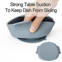 Load image into Gallery viewer, Suction Bowl, Socub Silicone Learning Bowl for Kids and Toddlers, Unbreakable Non-Slip Baby Bowl with Spoon, BPA Free, Dishwasher and Microwave Safe, Sage
