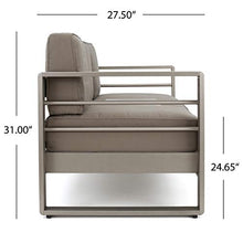 Load image into Gallery viewer, Christopher Knight Home Cape Coral Outdoor Loveseat Sofa with Tray, Khaki
