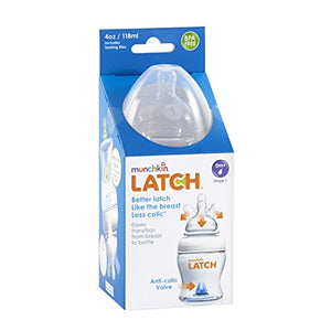 Munchkin Latch Anti-Colic Baby Bottle with Ultra Flexible Breast-like Nipple, BPA Free, 4 Ounce