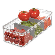 Load image into Gallery viewer, iDesign Crisp Plastic Refrigerator and Pantry Large Divided Bin with Handles, Modular Stacking Food Storage Box for Freezer, Fridge, Office, Cabinet, Bathroom, BPA Free
