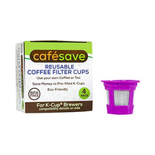 Load image into Gallery viewer, Perfect Pod Cafe Save Reusable K Cup Pod Coffee Filters | Refillable Coffee Pod Capsules with Built-In, Integrated Mesh Strainer for Use with Keurig &amp; Select Single Cup Coffee Machines, 4-Pack

