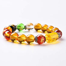 Load image into Gallery viewer, BOYULL Feng Shui Citrine Gem Stone Wealth Porsperity Bracelet with Dragon, White Tiger, Suzaku, Basalt Beads, Attract Wealth and Good Luck, Deluxe Box Included
