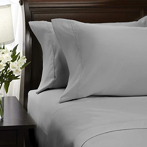 Hallmark Bed Sheets Set Twin Size - Soft Brushed Microfiber Sheets Grey Bed Sheets Twin Set Deep Pocket 14 Inches, Wrinkle Free and Hypoallergenic - 3 Piece Set, Twin, Light Grey