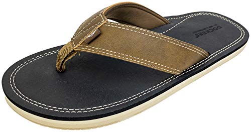 Dockers Men's Flip Flop Sandal ; Classic Comfort Footbed with Two-Tone Upper, size 8 to 9/8-9 (Black Pebble)