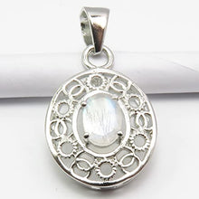 Load image into Gallery viewer, SilverStarJewel 925 Sterling Silver Rainbow Moonstone tcw 0.9 Necklace Pendant 1" 2 Grams New Gift
