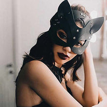 Load image into Gallery viewer, Woman Leather Cat Mask Costume Sex Bunny Fox Masks,Sexy Animal Half Face Mask Cosplay Halloween Party Women Ladies
