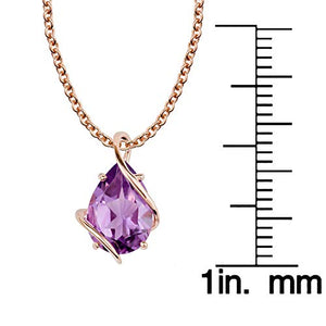 10k Rose Gold Genuine Pear-shape Amethyst Teardrop Pendant Necklace