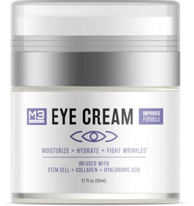 M3 Naturals Anti-Aging Eye Cream for Dark Circles and Puffiness with Collagen, Hyaluronic Acid & Fruit Stem Cell - Fight Eye Bags, Fine Lines, Puffiness, Under Eye & Wrinkles for Men & Women 1.7 oz