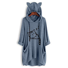Load image into Gallery viewer, Casual Hooded Sweatshirts for Women Long Sleeved Plus Size Pullover Loose Oversized Drawstring Cat Ear Hoodies Blouse
