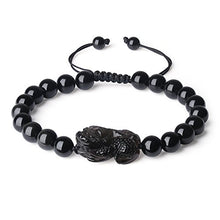 Load image into Gallery viewer, COAI Pixiu Black Obsidian Stone Beaded Bracelet
