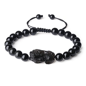 COAI Pixiu Black Obsidian Stone Beaded Bracelet