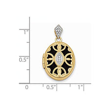 Load image into Gallery viewer, 14k Yellow Gold Textured Diamond Oval Photo Pendant Charm Locket Chain Necklace That Holds Pictures Fancy Fine Jewelry For Women Gifts For Her

