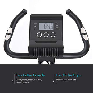 MaxKare Folding Magnetic Upright Exercise Bike w/Pulse Sensor/LCD Monitor Indoor Cycling Bike Stationary Bike Recumbent Exercise Bike with Arm Resistance Bands, Perfect for Home Use