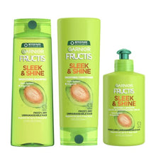 Load image into Gallery viewer, Garnier Fructis Sleek and Shine Shampoo, Condition + Leave-In Conditioning Cream Kit, (Personal Size SandC)
