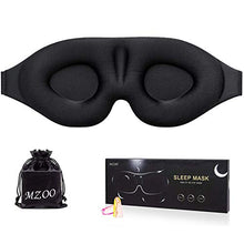 Load image into Gallery viewer, MZOO Sleep Eye Mask for Men Women, 3D Contoured Cup Sleeping Mask &amp; Blindfold, Concave Molded Night Sleep Mask, Block Out Light, Soft Comfort Eye Shade Cover for Travel Yoga Nap, Black
