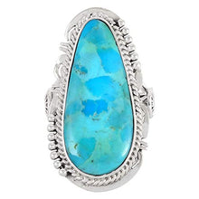 Load image into Gallery viewer, Turquoise Ring Sterling Silver 925 Genuine Gemstones Size 6 to 11 (Turquoise) (6)
