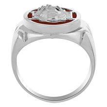 Load image into Gallery viewer, Diamond &amp; Red Onyx Ring 14K Yellow or White Gold Christ Head
