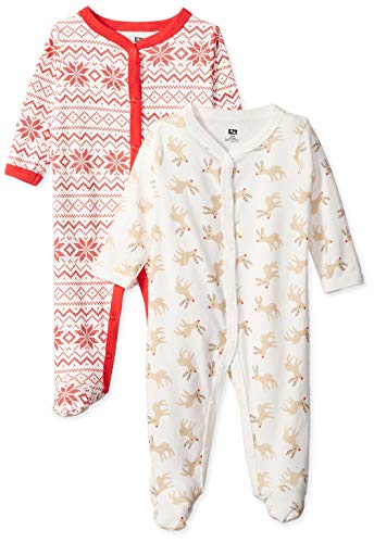 Hudson Baby Unisex Baby Cotton Sleep and Play, Reindeer, 0-3 Months