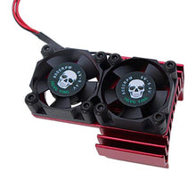 Load image into Gallery viewer, REhobby RC Motor Fan Radiator Aluminum Heat Sink Twin Cooling Fan for 1/10 RC Car 540/550 Track HSP HPI Wltoys Himoto Tamiya (red)
