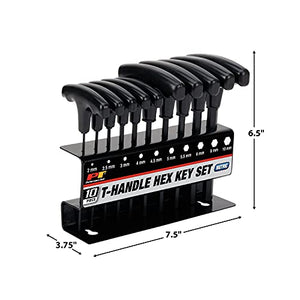 Performance Tool W80275 Metric T-Handle Hex Key Set, 10-Piece
