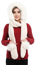 Load image into Gallery viewer, Soft Winter Warm Hooded Scarf Headscarf Neckwarmer Hoodie Hat,White
