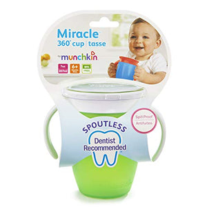 Munchkin Miracle 360 Trainer Cup, Green/Blue, 7 Oz, 2 Count