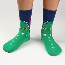 Load image into Gallery viewer, COTTON DAY Boys Fun Novelty Design Socks Bright Colors Pack of 5 (sharks L: Shoe Size 13.5-3.5)
