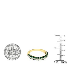 Load image into Gallery viewer, Dazzlingrock Collection 18K Round Lab Created Emerald &amp; White Diamond Ladies Wedding Band, Yellow Gold, Size 9
