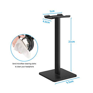 Headphone Stand Headset Holder New Bee Earphone Stand with Aluminum Supporting Bar Flexible Headrest ABS Solid Base for All Headphones Size (Black)