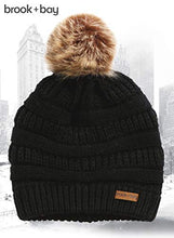 Load image into Gallery viewer, Pom Pom Beanie Winter Hat For Women - Faux Fur Pompom Warm, Thick &amp; Chunky Soft Cable Knit Hats - Cute &amp; Trendy Cold Weather Knitted Caps - Stylish &amp; Trendy Snow &amp; Ski Beanies for Ladies

