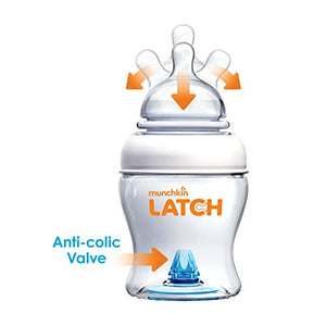 Munchkin Latch Anti-Colic Baby Bottle with Ultra Flexible Breast-like Nipple, BPA Free, 4 Ounce